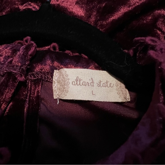 Altar’d state velvet burgundy floral lace design tank top sleeveless L - Picture 8 of 9